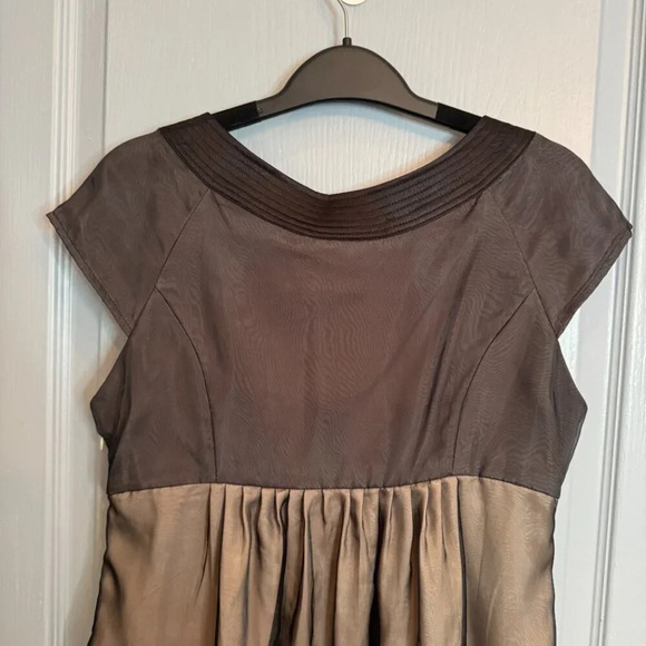 Max Mara 100% Silk Mini Dress Size 4 Black Sheer Cap Sleeve Layered Twilightcore - Picture 9 of 16